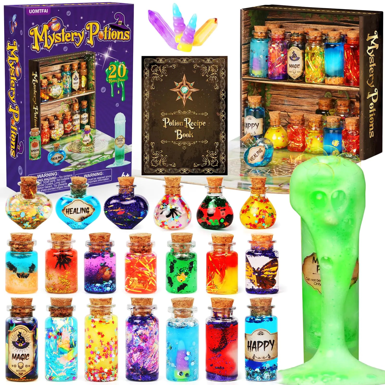 UOMTFAI Mystery Potion Craft Kit for Kids Mix 20 Magic Wizard Potion Creative Christmas Decorations Birthday Gifts Toys for Boys and Girls Age 6 7 8 9 10+