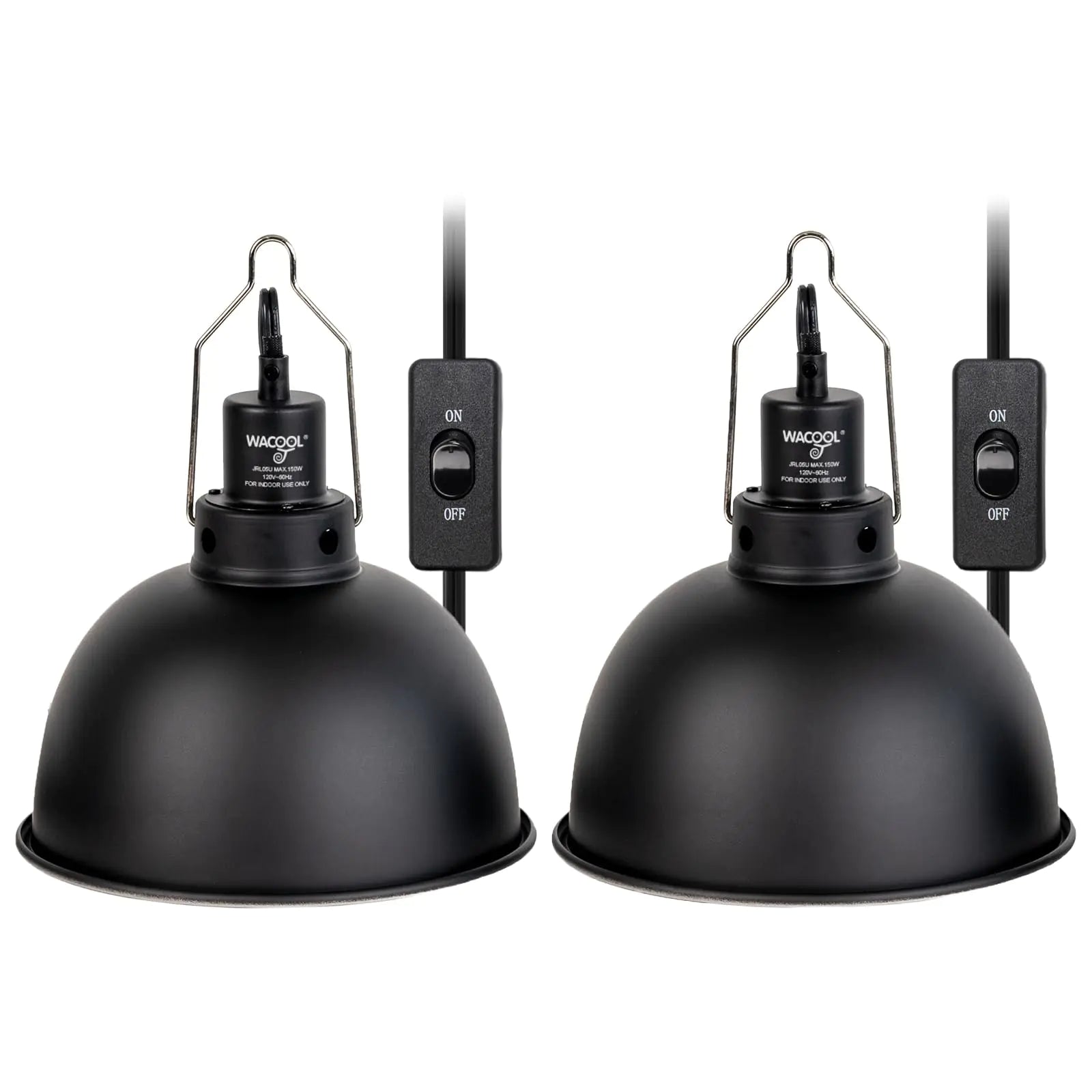 WACOOL TERRA Reptile Light Fixture 2 Pack 8.5 in Deep Dome Reptile Heat Lamp Fixture Optical Reflection Terrarium Light Fixture for Reptile UVB UVA Heat Basking Bulbs Separate Switch & Hook
