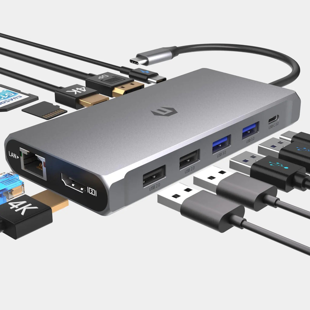 12 in 1 USB C Hub with 2 HDMI DP 100W PD 3 USB 3.0 Ports SD/TF Card Reader for Triple 4K Monitor Setup Mac OS Only Support Mirror Mode