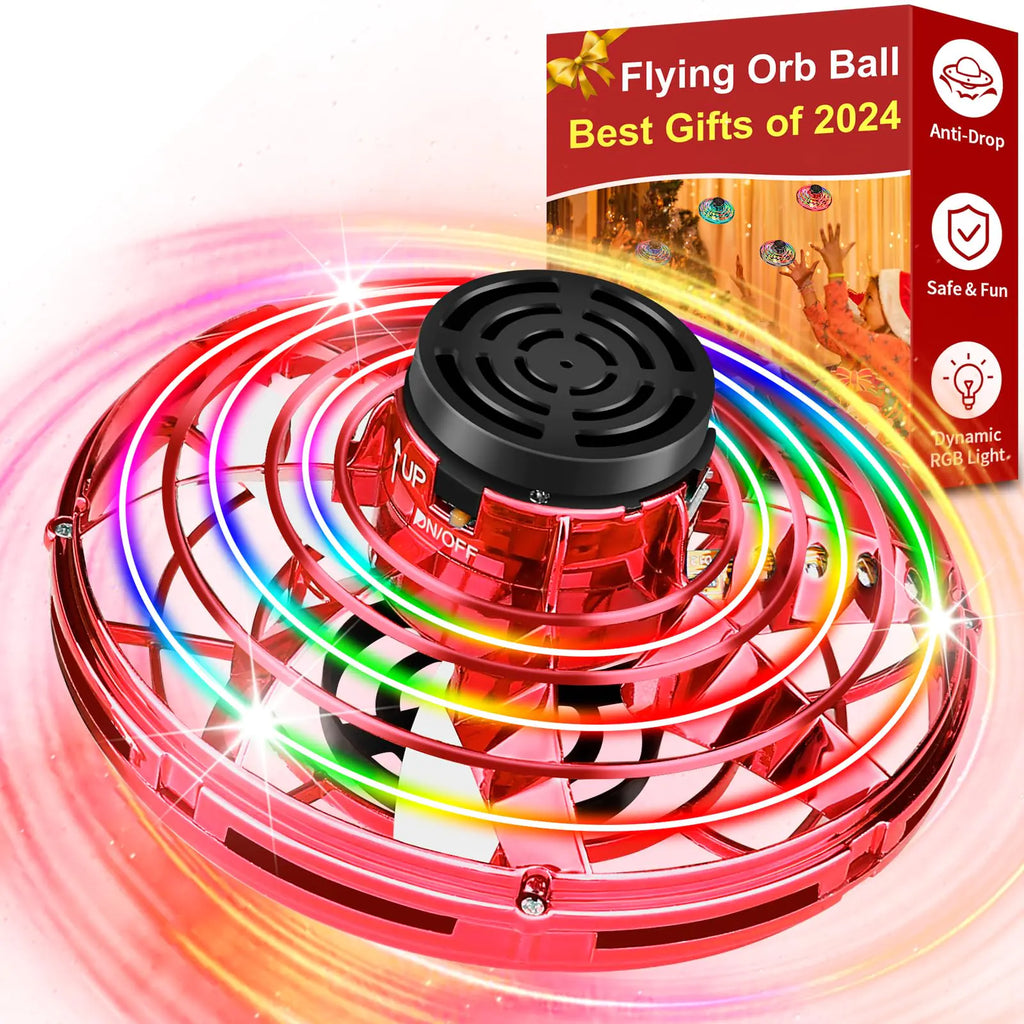 Vantexi Flying Fidget Spinner2024 Upgraded Flying Spinner Mini Hand Drone with 360 ° Rotating and LED Lights Outdoor Indoor ToyMini UFO Toy Drone for Boys Girls Adults(Red)
