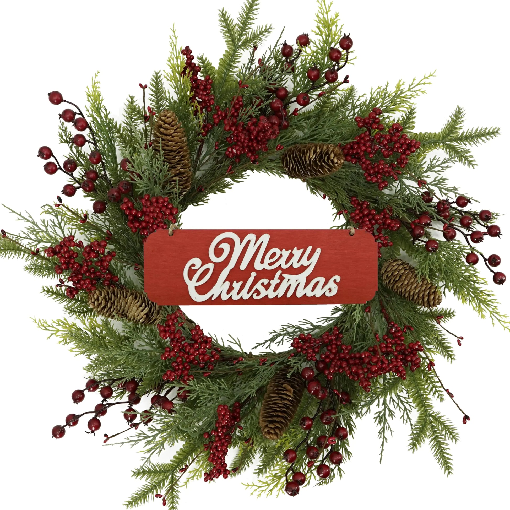AMF0RESJ Artificial Christmas Wreaths for Front Door with red BerryPine ConesPine Needles for Indoor Outdoor Farmhouse Home Wall Window Festival Wedding Decor