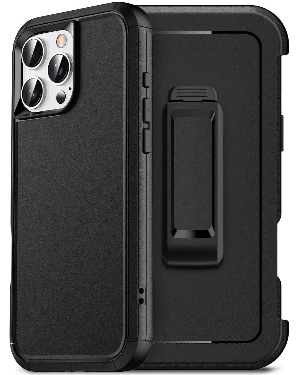 RonShieh for iPhone 16 Pro Max Case with Holster Belt Clip and Tempered Glass Screen Protectors Heavy Duty Protective Shockproof Rugged Hard Phone Cover for iPhone 16 ProMax 6.9inch Black