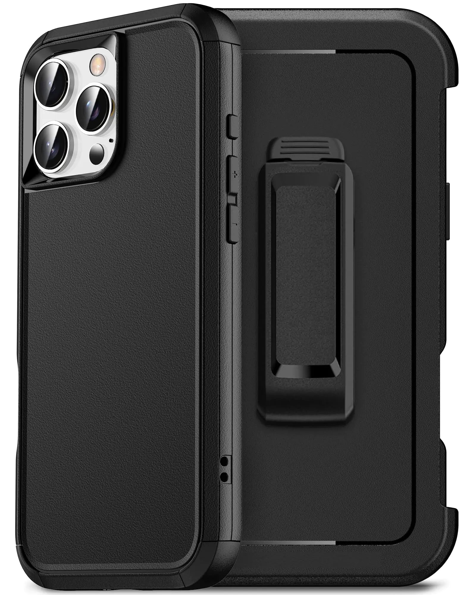 RonShieh for iPhone 16 Pro Max Case with Holster Belt Clip and Tempered Glass Screen Protectors Heavy Duty Protective Shockproof Rugged Hard Phone Cover for iPhone 16 ProMax 6.9inch Black