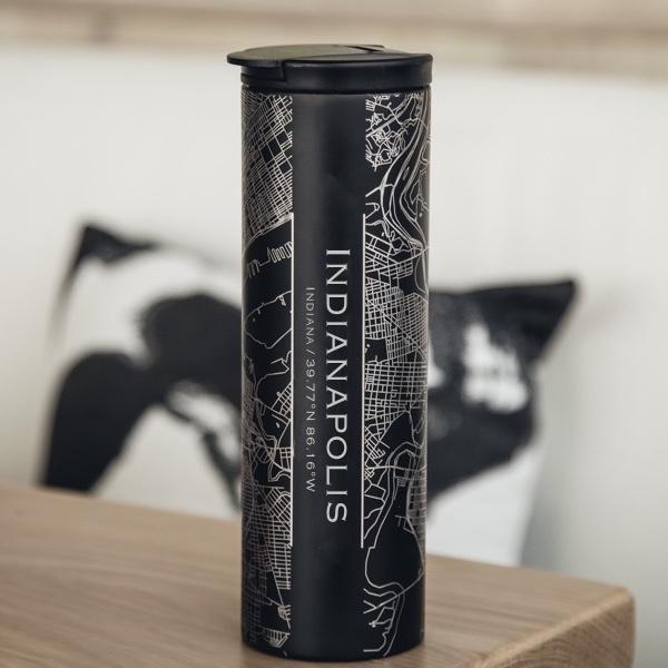 Indianapolis - Indiana Map Tumbler in Matte Black