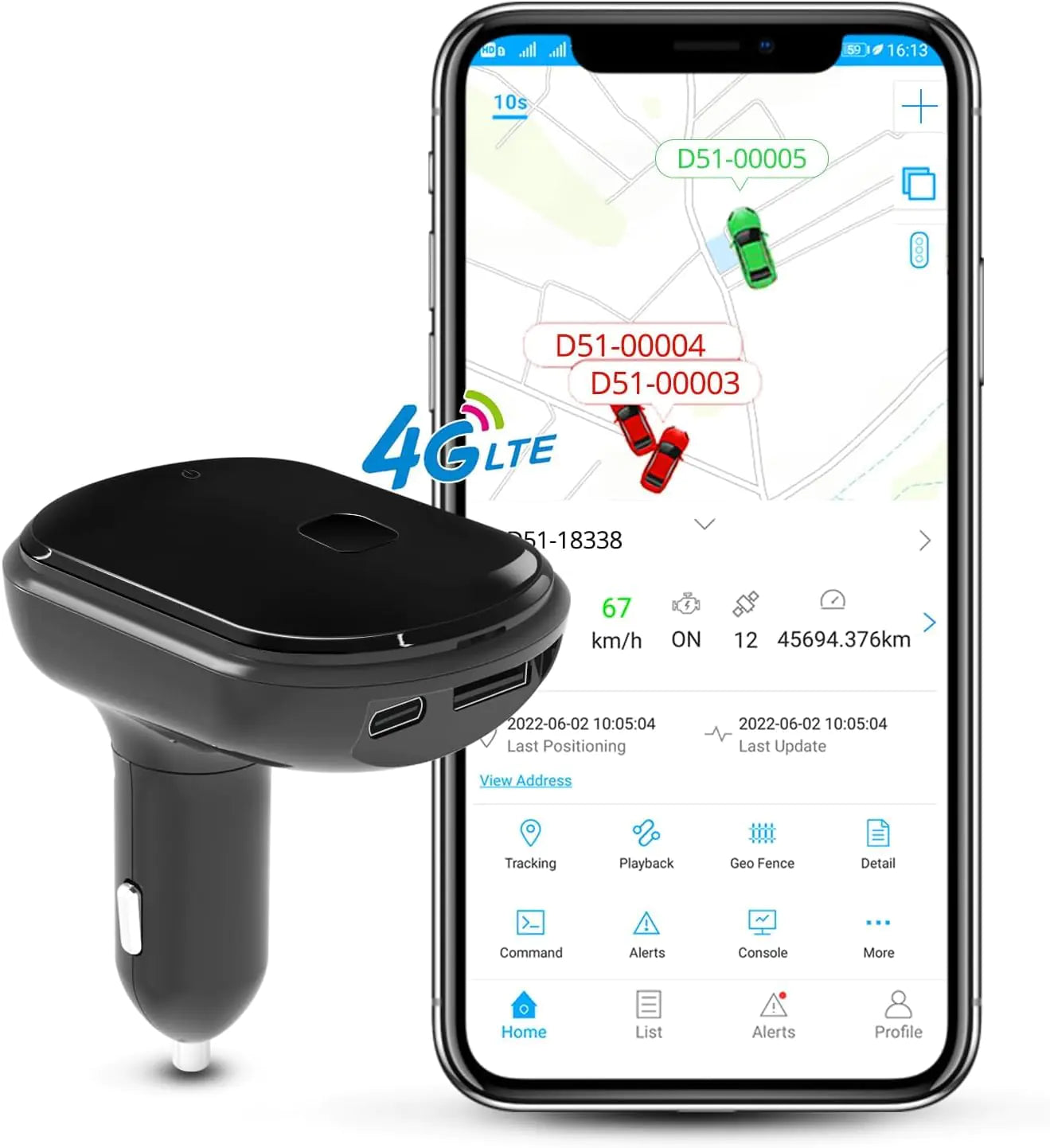 Car Charger Built-in GPS Tracker 4G Hidden GPS Tracker Device Dual USB Type C Charging Port Real Time Location Multiple Alerts Fatigue Driving Reminder-Subscription Required