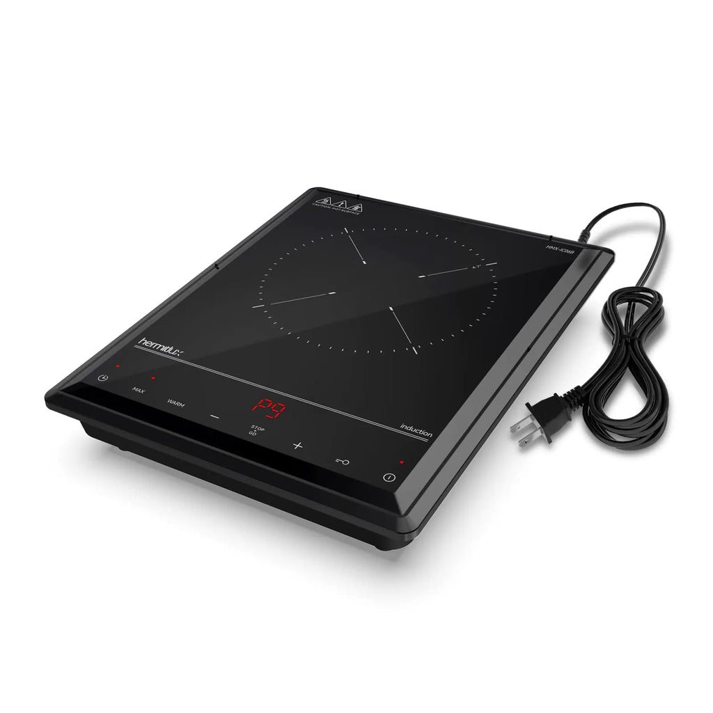 Hermitlux Induction Cooktop 1800W Fast Heating Portable Hot Plate 9 Power Levels Induction Burner with Easy Clean Glass Sensor Touch & Child Lock