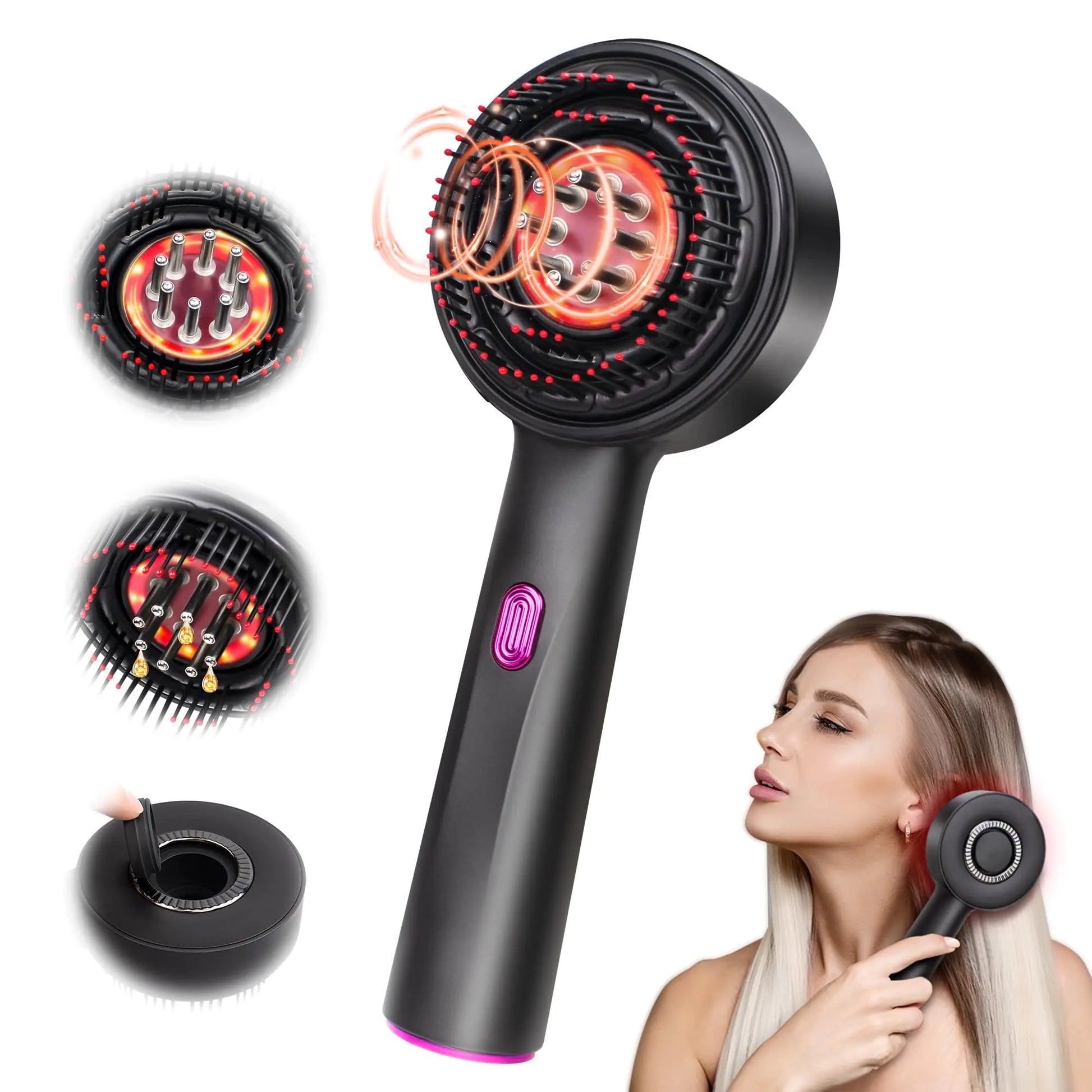 MPADQ Upgrade 2 in 1 Hair Oil Applicator，Electric Hair Brushes for Hair GrowthHair Oil Applicator Scalp MassagerIPX7 Waterproof Oil Dispenser for Hair