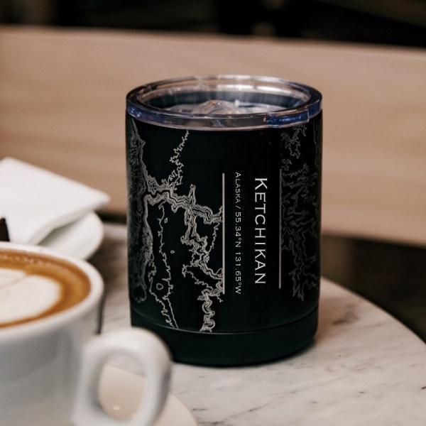 Ketchikan - Alaska Map Insulated Cup in Matte Black