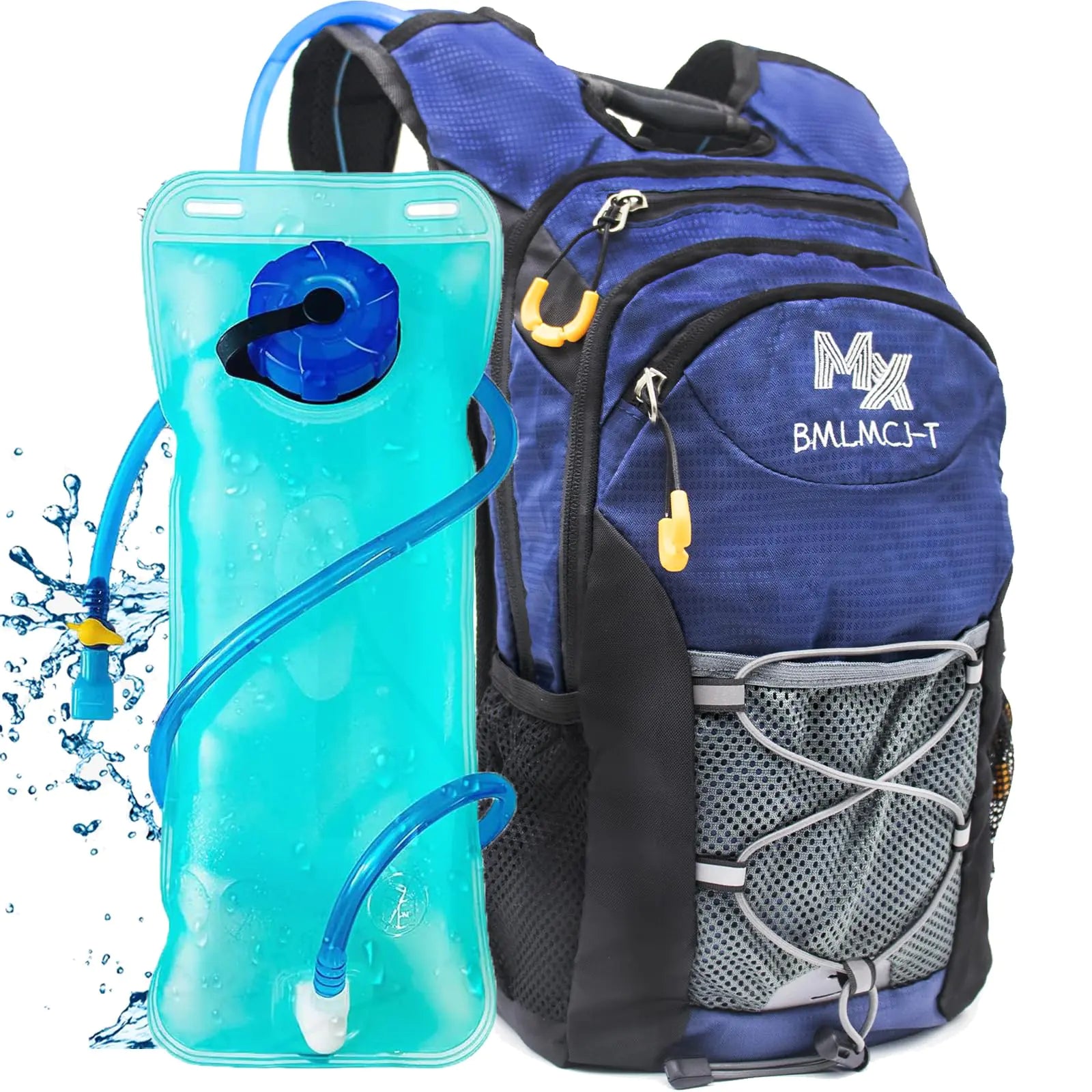 Water Backpack with 2L Water Bladder-Waterproof Insulated Hydration Backpack Women& Men Tactical Lightweight 25L Hydration Backpack with Storage for Hiking Running Biking Cycling (Blue 2L)
