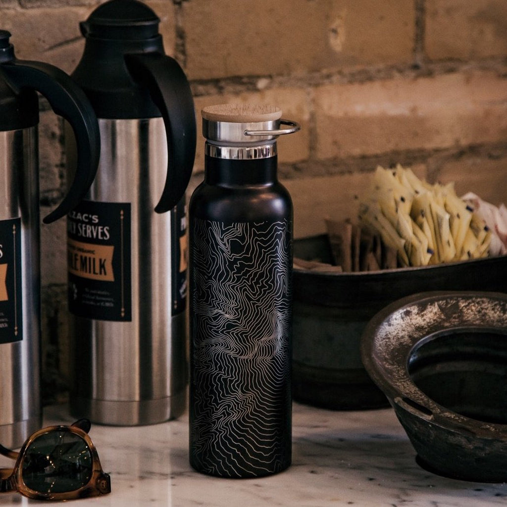 Laguna Beach - California Map Bottle with Bamboo Top in Matte Black