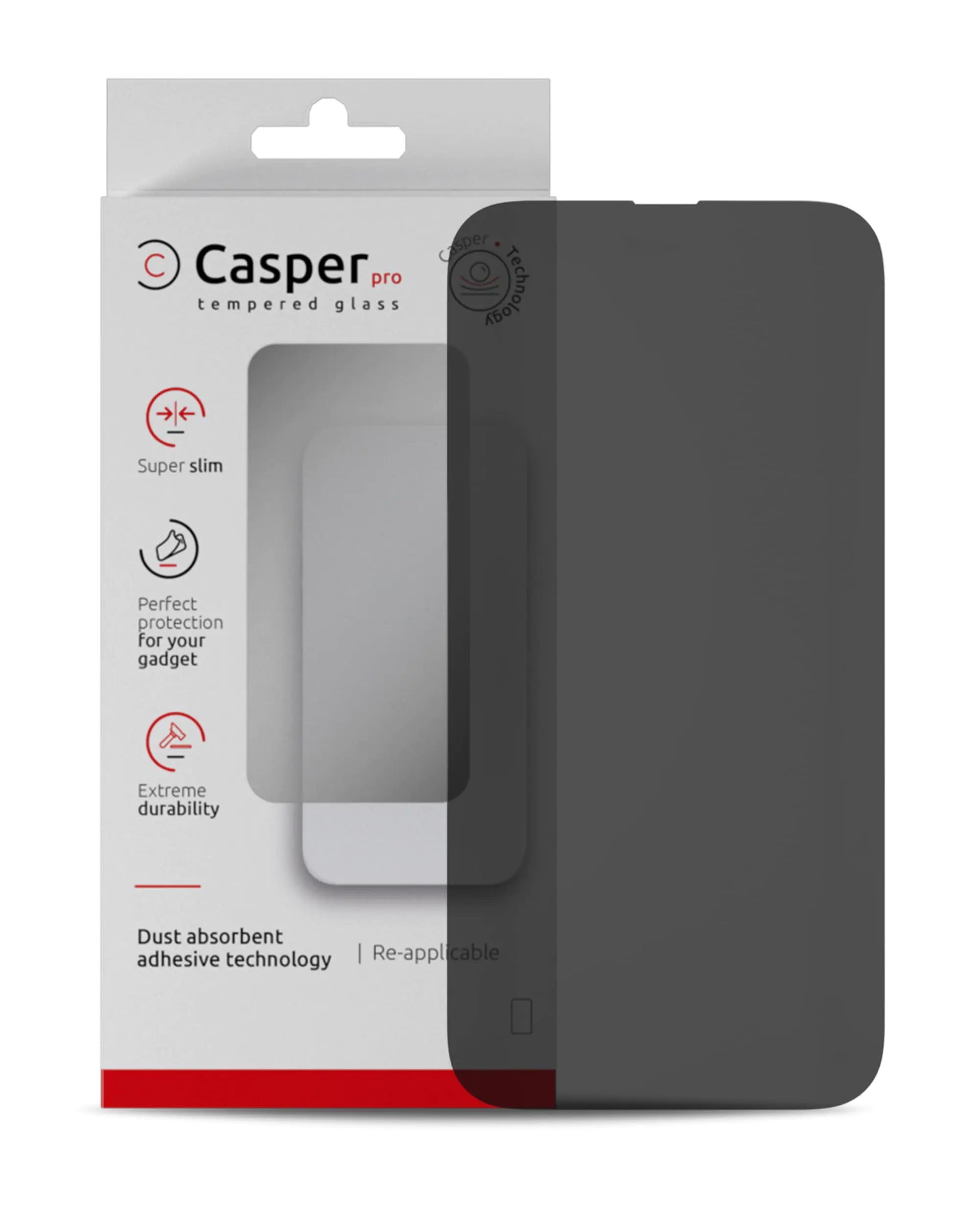 Casper Screen Protector for iPhone 15 Pro Max - Full Coverage & Military Grade Shatterproof Tempered Glass HD Clarity Scratch-Resistant Washable | with Wipes (Privacy)