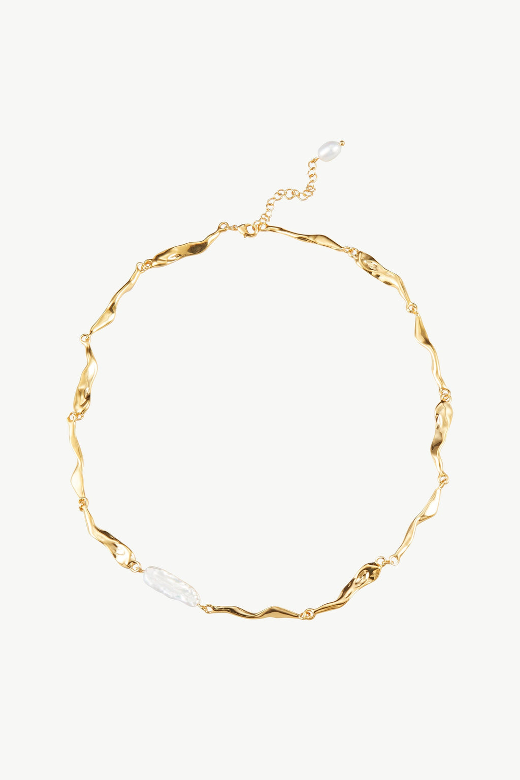 Gold Molten Baroque Pearl Choker Necklace