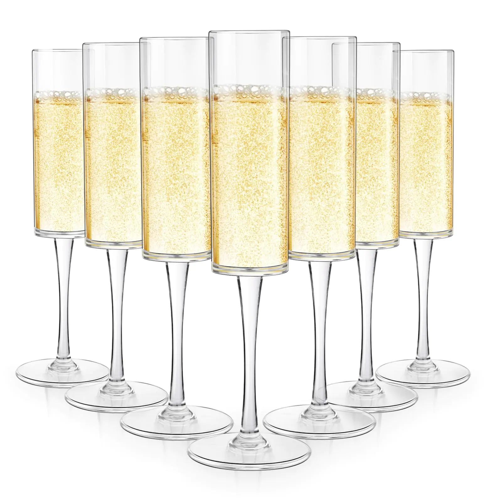 mwellewm 24 Pcs Plastic Champagne Flutes 6 Oz Disposable Acrylic Unbreakable Clear Champagne Glasses Bulk for Party Anniversary Birthday Wedding (Clear)