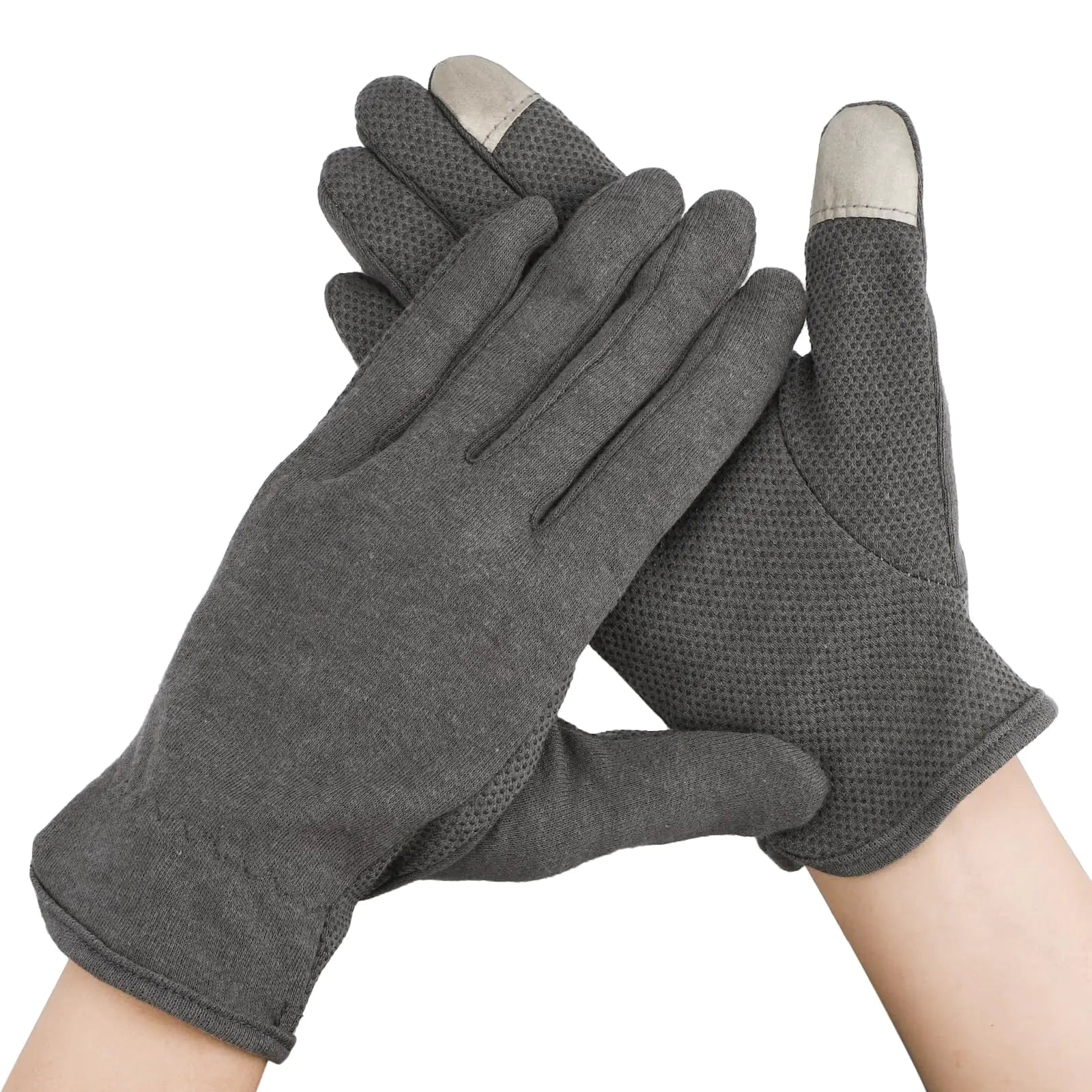 Segbeauty 6 Pairs Cotton Gloves Touchscreen Hand Moisturizing Gloves Overnight for Women Finger Touch Screen Moisturizer Gloves for Dry Hand Non-Slip Cotton Work Gloves Lotion Gloves Gray