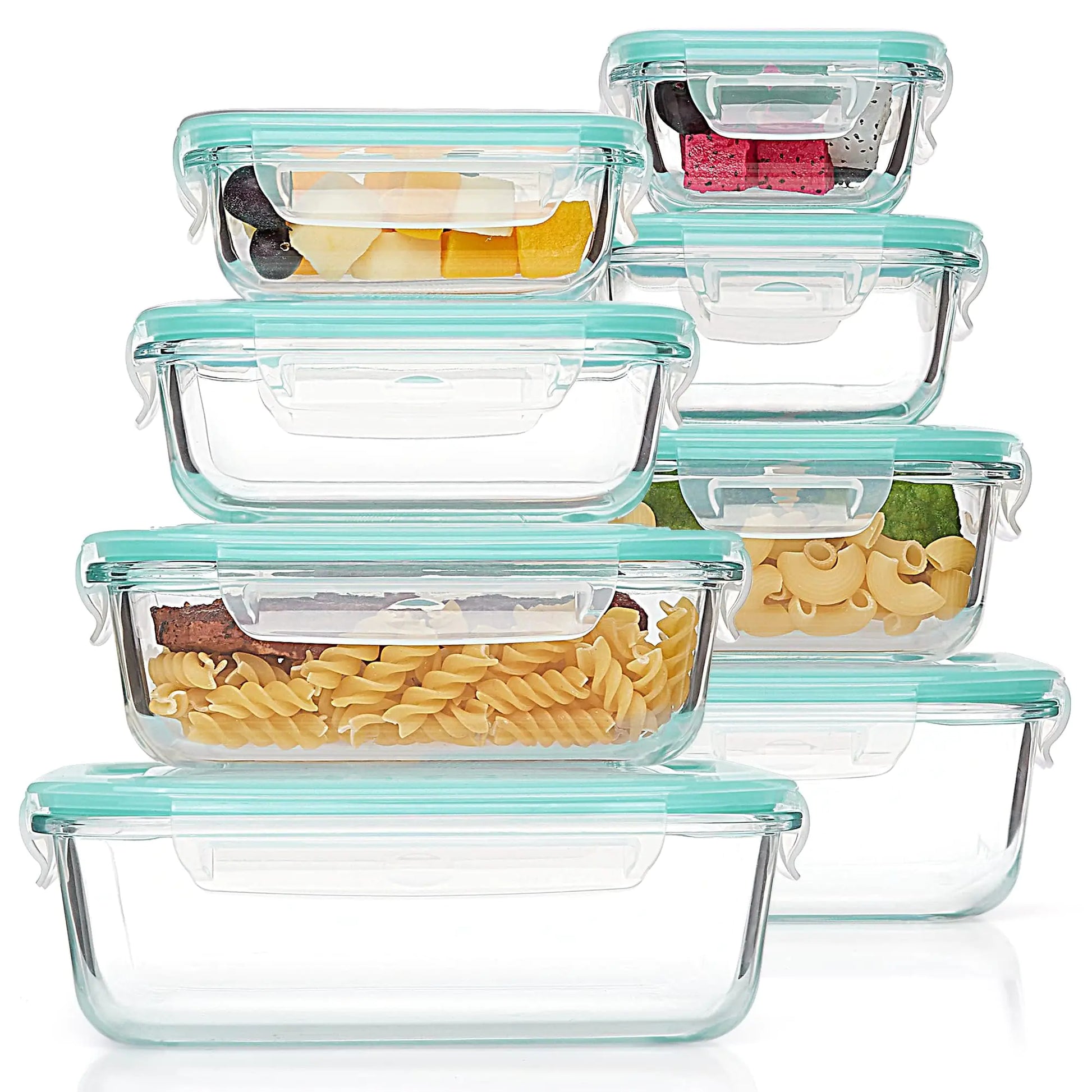 Vtopmart 8 Pack Glass Food Storage Containers  Meal Prep  Airtight Bento Boxes with Leak Proof Locking Lids for Microwave Oven Freezer and Dishwasher BPA Free