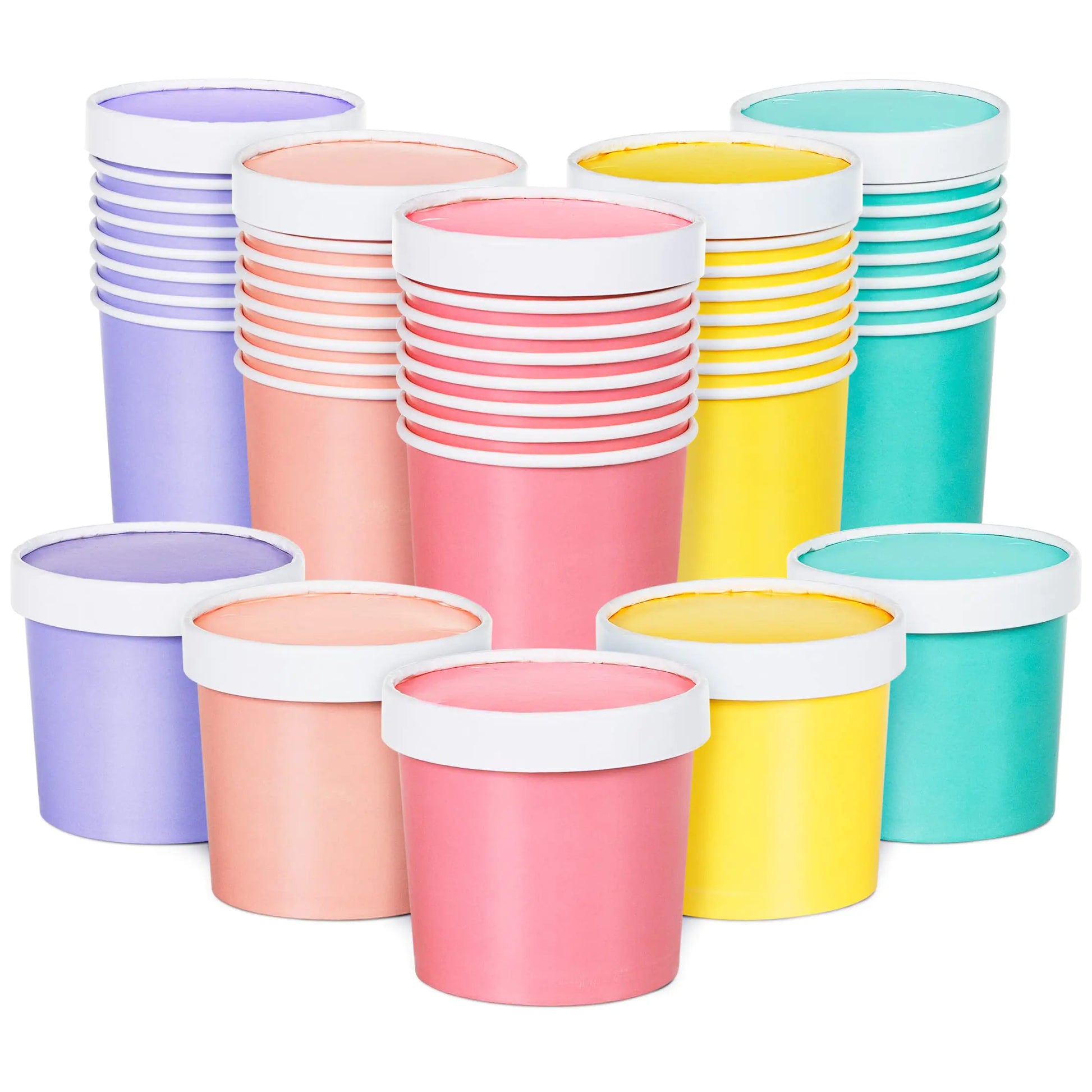 MATICAN Paper Ice Cream Cups with Lids 40-Pack 11-Oz Soup Cups with Lids Disposable Ice Cream Containers 11-Ounce 5 Pastel