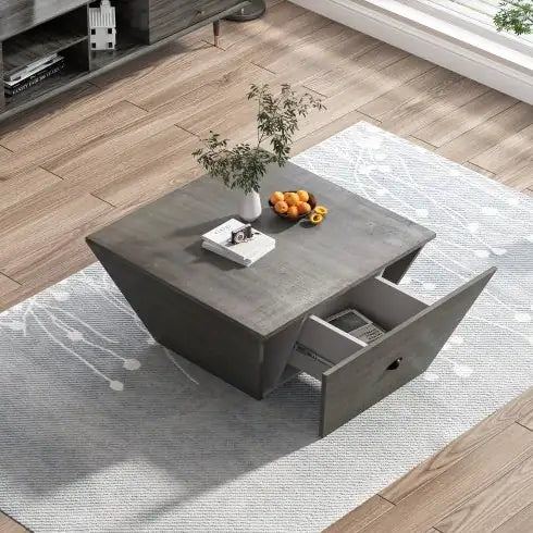 33.46 Exquisite Ladder-Shaped Coffee Table For Office, Dining Room And Living Room,Gray