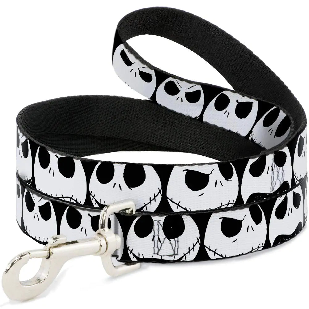 Dog Leash Nightmare Before Christmas 7 Jack Expressions Black White 6 Feet Long 0.5 Inch Wide