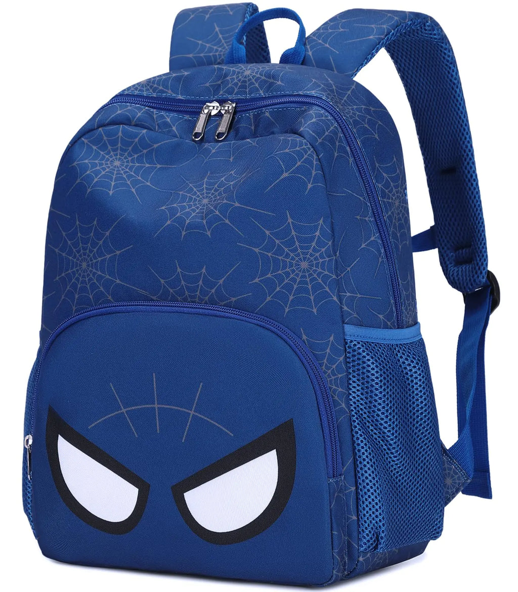 JIANYA Toddler Backpack for School Boys Kindergarten Elementary Kids Backpack Lightweight Backpacks for Kids 5-8 15" Spider Blue