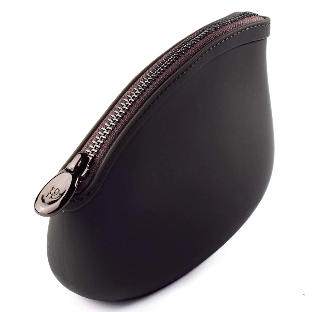 Small Makeup Bag by Pudinbag | The Premium Silicone Purse Bag | Vegan Hygenic Eco-friendly | Water and Heat Resistant (Dark Grey)