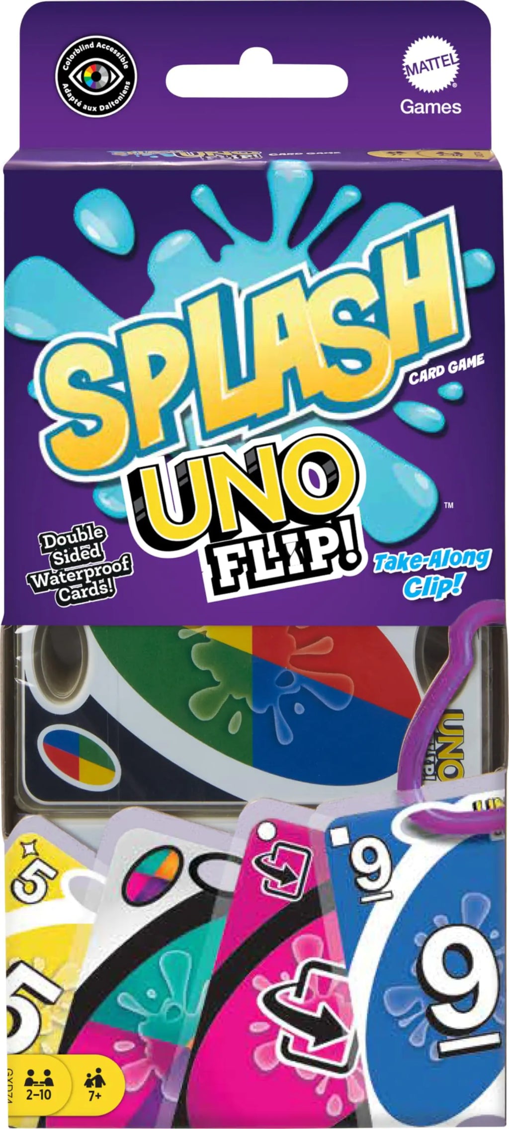 Mattel Games UNO Flip! Splash Card Game for Kids Adults & Game Night with Water-Resistant Double-Sided Cards