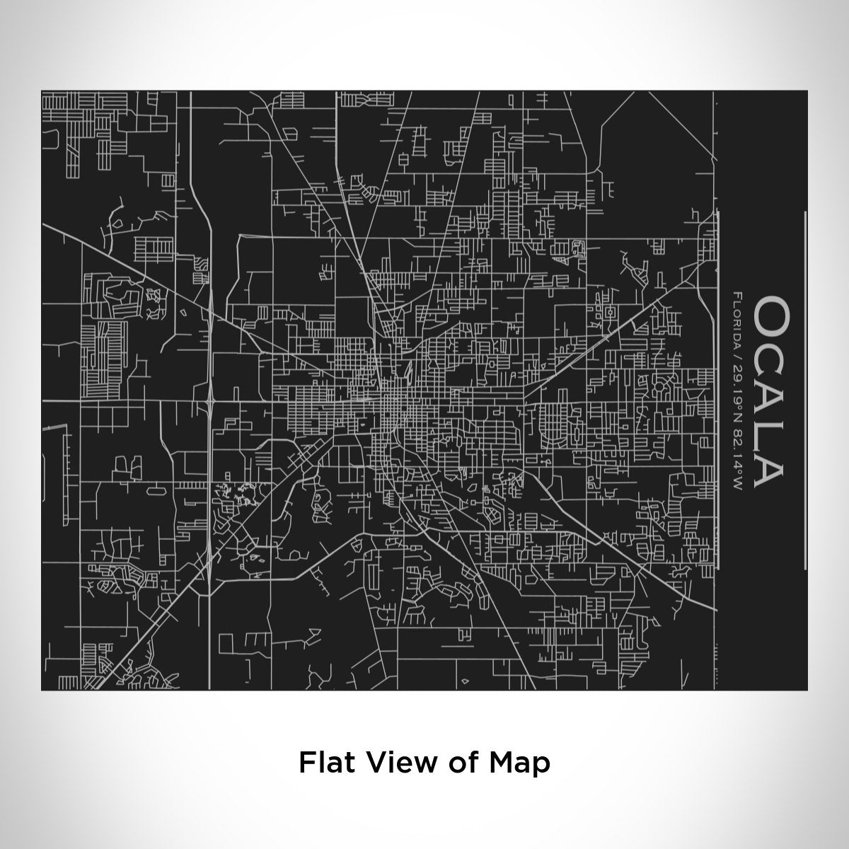Ocala - Florida Engraved Map Bottle with Bamboo Top in Matte Black