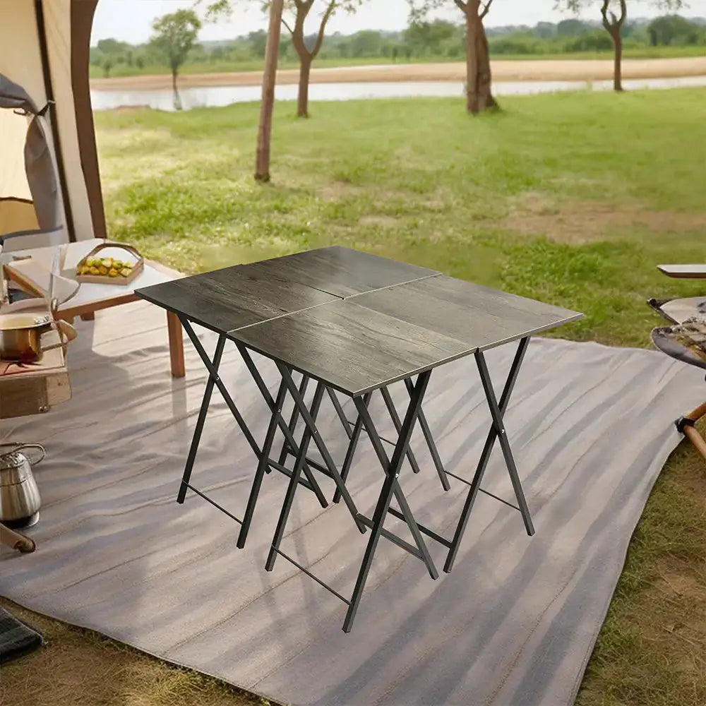 5 Piece Folding TV Tray Table Set,Foldable Sofa Side Table,End Table,Snack Table,Save Space,Grey