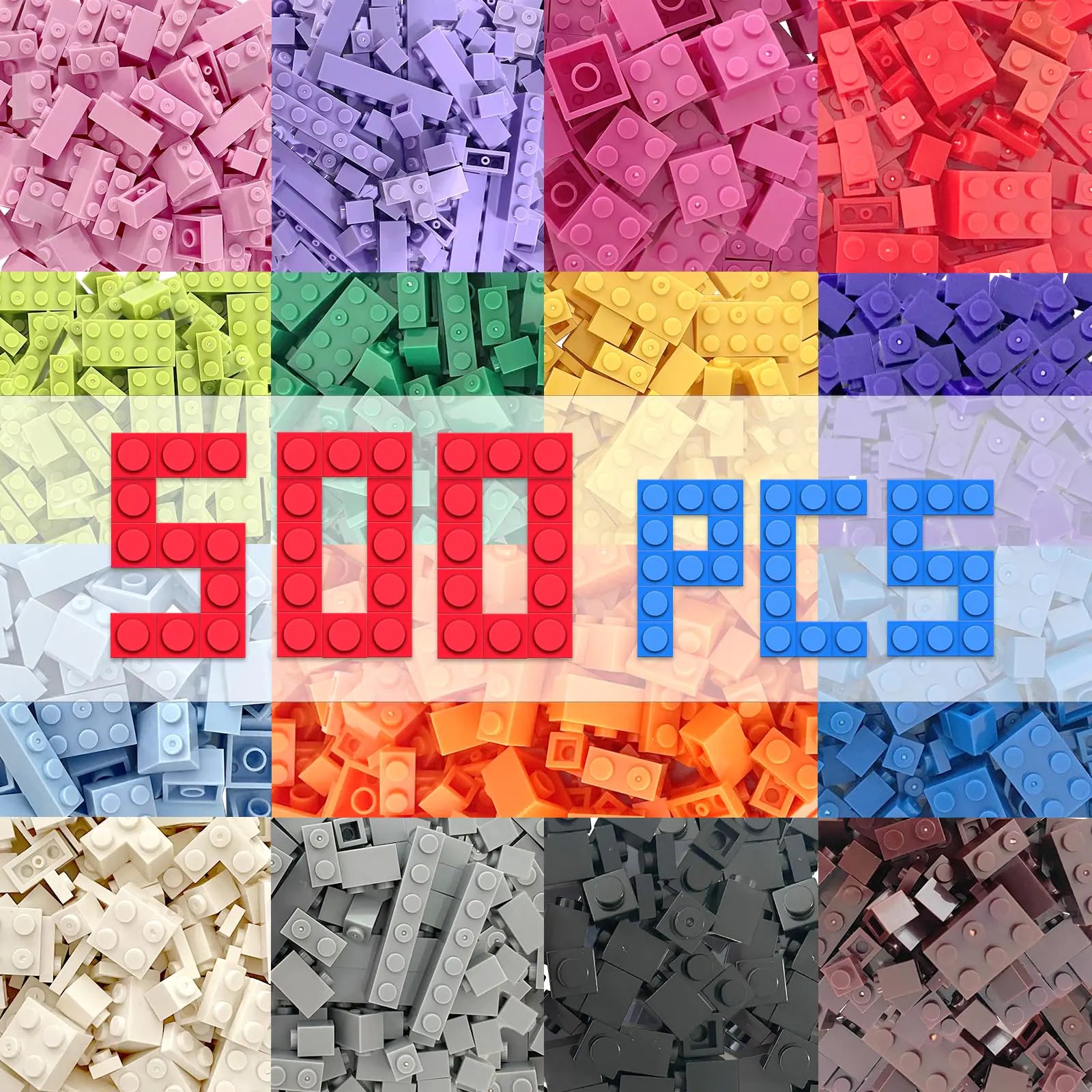 500 Pieces Classic Building Bricks in 15 Popular Colors and 12 Mixed Shapes Creative Small Building Blocks Set Learning Educational Toy Gift for Kids Compatible with All Major Brands