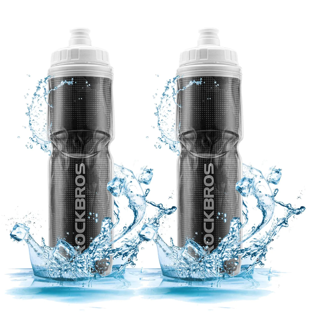 ROCKBROS Insulated Bike Water Bottles Keep Water Cool Leak-Proof Cycling Water Bottle with Handle Bicycle Water Bottle Easy to Squeeze (21-24OZ)