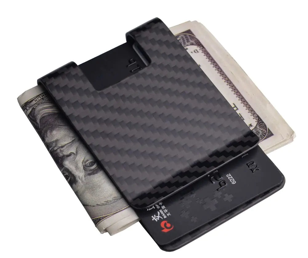 CL CARBONLIFE Carbon Fiber Money Clip Wallet Business Card Holder RFID Protector Credit Card Holder Wallet Clips For Men (Black 3k Matte 3.5"x2.2"x0.6")