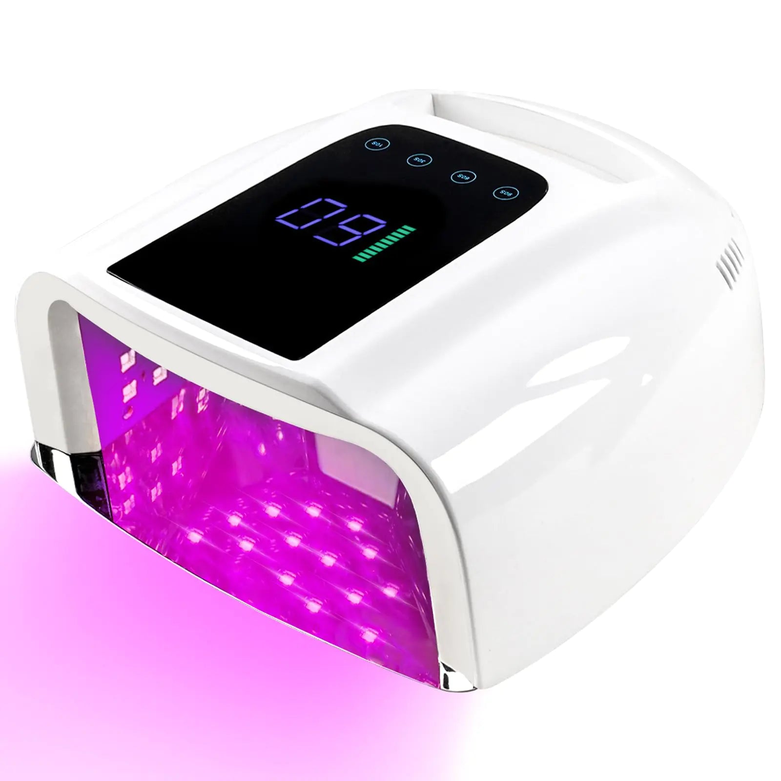 BOMOQING 96W Rechargeable UV LED Nail Lamp Portable Cordless UV Light for Nails with LCD Display Auto Sensor 4 Timer Setting and Smart Sensor Nail DryerNail Cure Light with Removable Bottom(White)