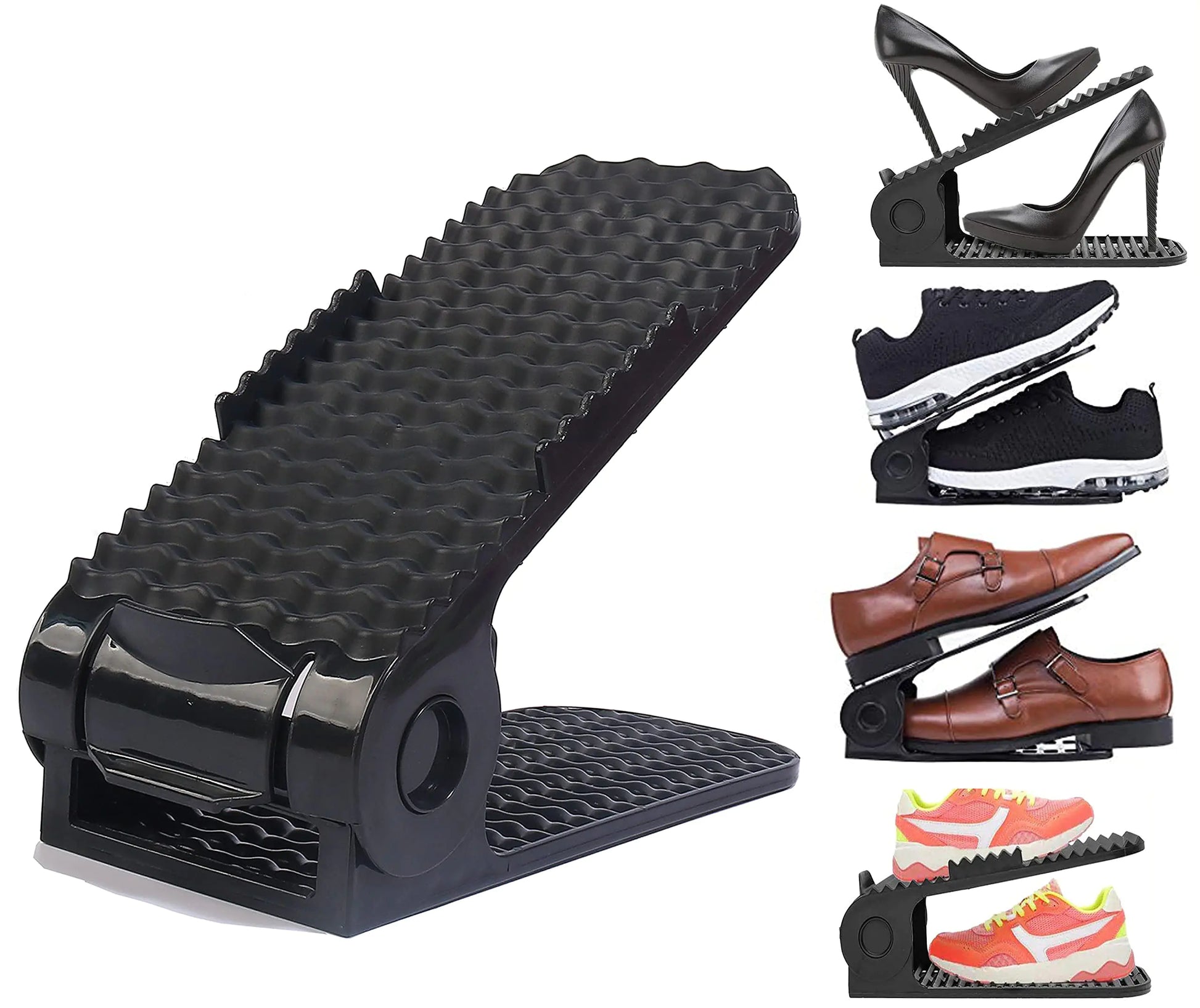 Yagizaai Bayou Shoe Slots 20 PCS Shoes Slots Organizer 4-Level Adjustable Shoe Stacker Upgraded Shoe Space Saver 50% Space-Saving Shoe Holders(Black)
