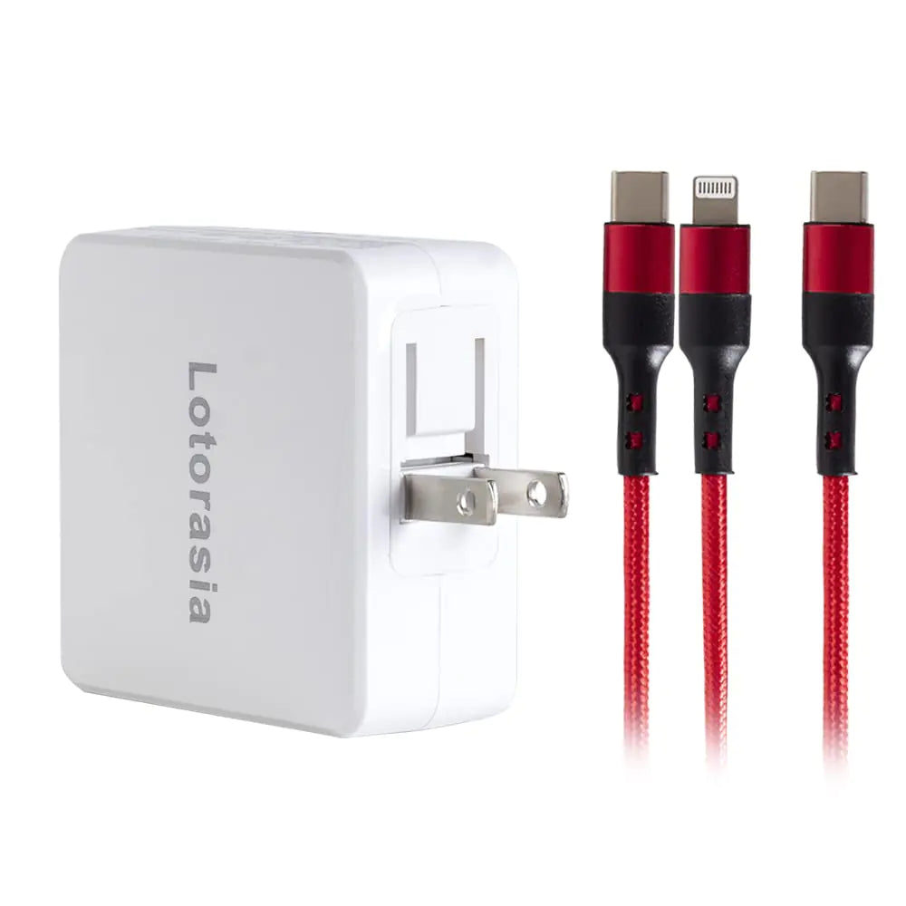 65W USB C Fast Charger PD Wall Charger for MacBook Lenovo 65W LaptopDell/HP LaptopsiPad iPhone with Two 3.2-inch USB C to C and Type C to Type A Charging Cables Type C Wall Charger Lotorasia