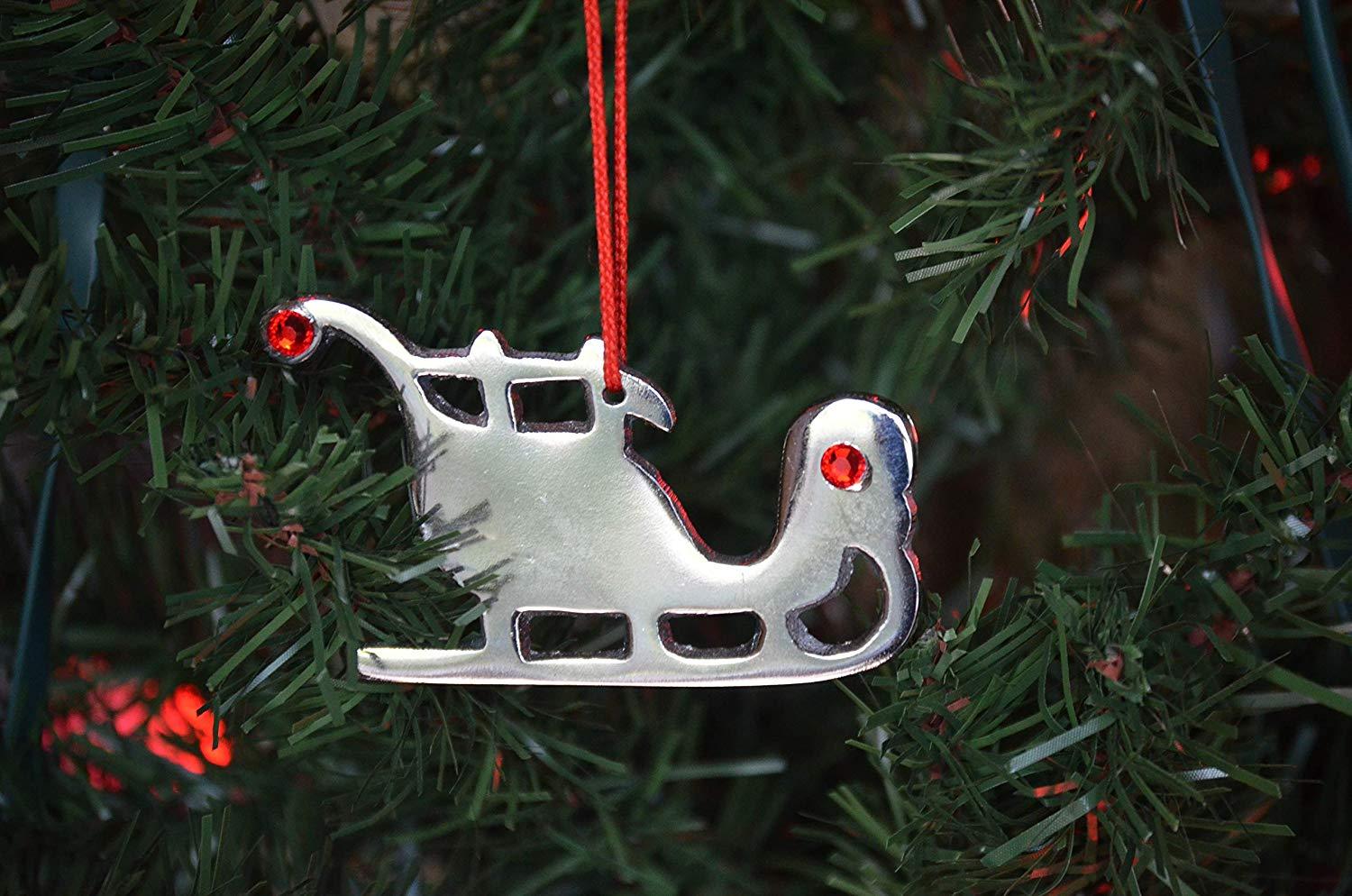 Sleigh Christmas Tree Ornament Decorations Set of 8