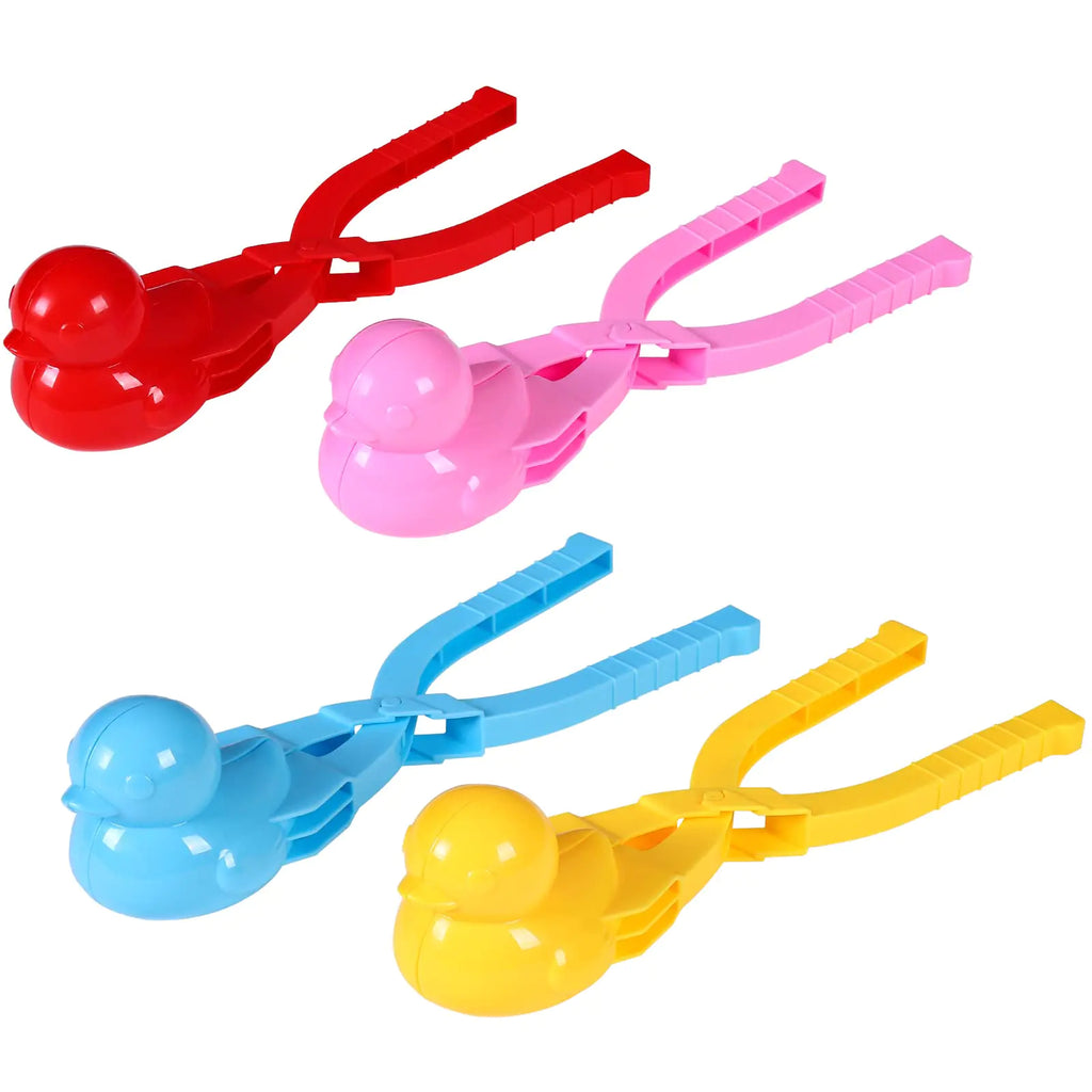 Snowball Maker Tool with Handle Cartoon Duck Snowball Maker Clip Snow Ball Toys Perfect for Kids and Adults Snowball Fight Play in Winter at Outdoor (4PC Snowball Maker)