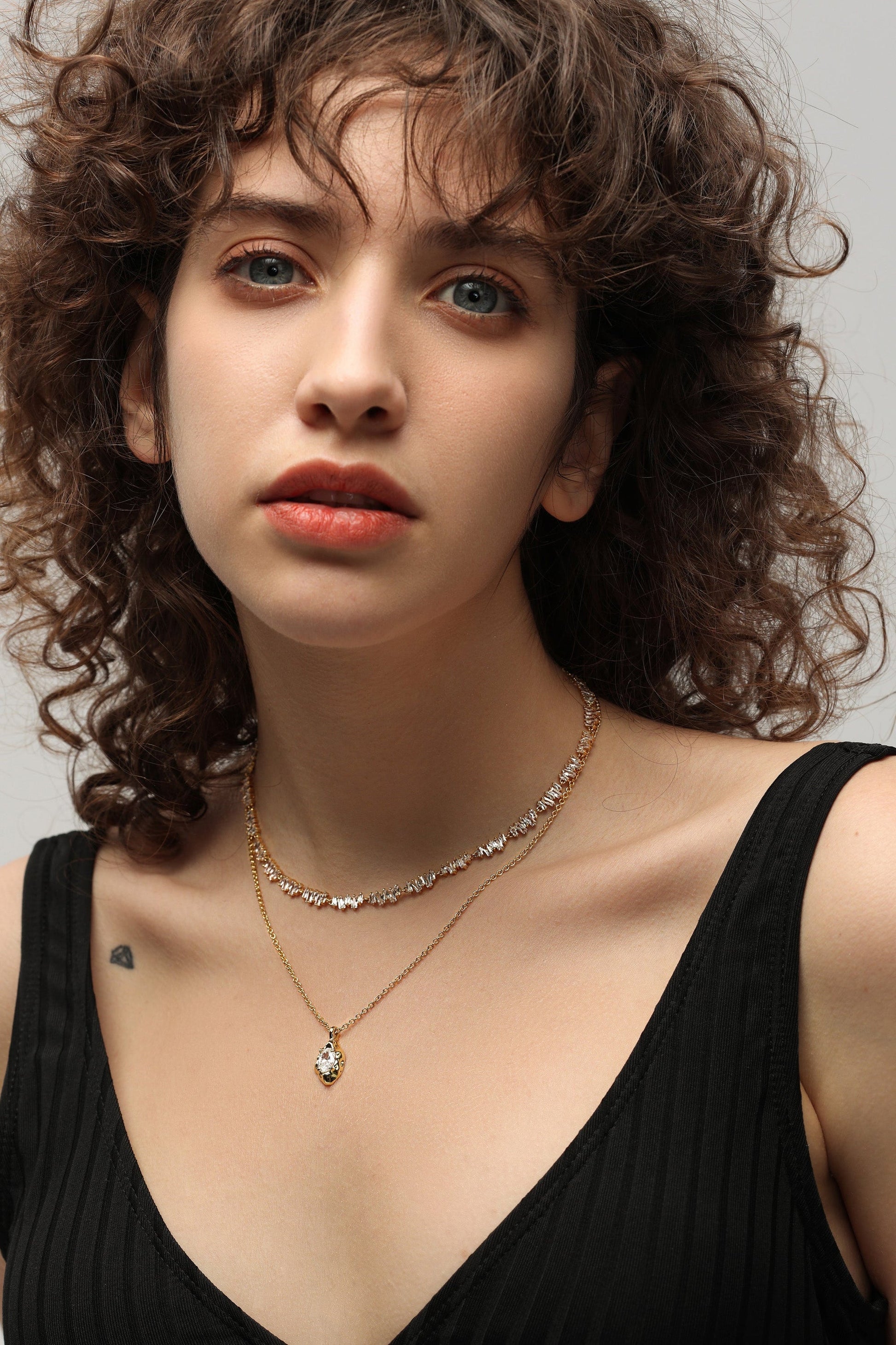 Gold T Shape Zirconia Tennis Choker Necklace