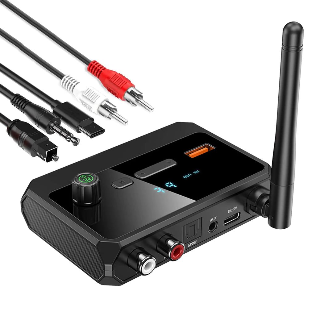 VR-robot Bluetooth 5.3 Receiver RCA Bluetooth Adapter for Home Stereo Support Optical AUX 3.5mm RCA Bluetooth Receiver Adapter for Stereo Speakers Home Music Streaming Stereo System