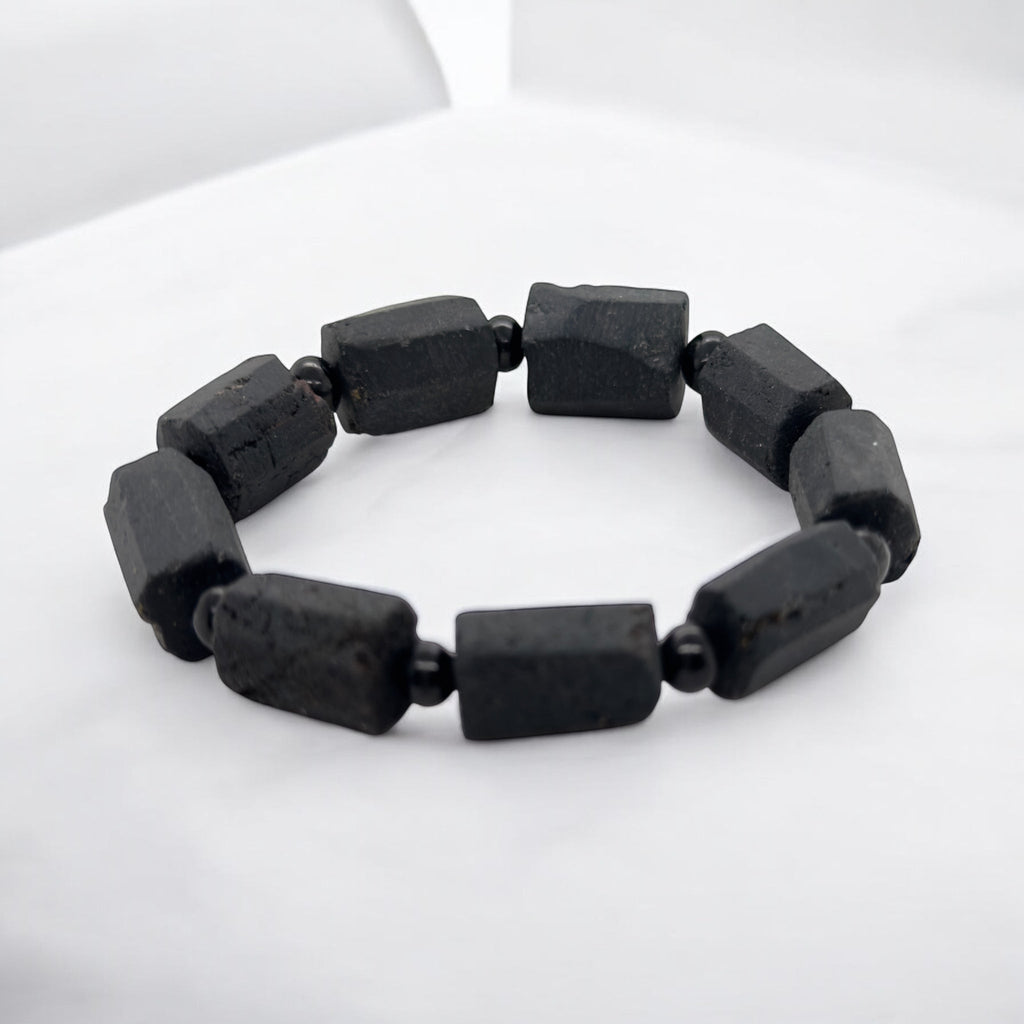 Black Tourmaline Bracelet,  Dainty Adjustable Stretch Minimalist
