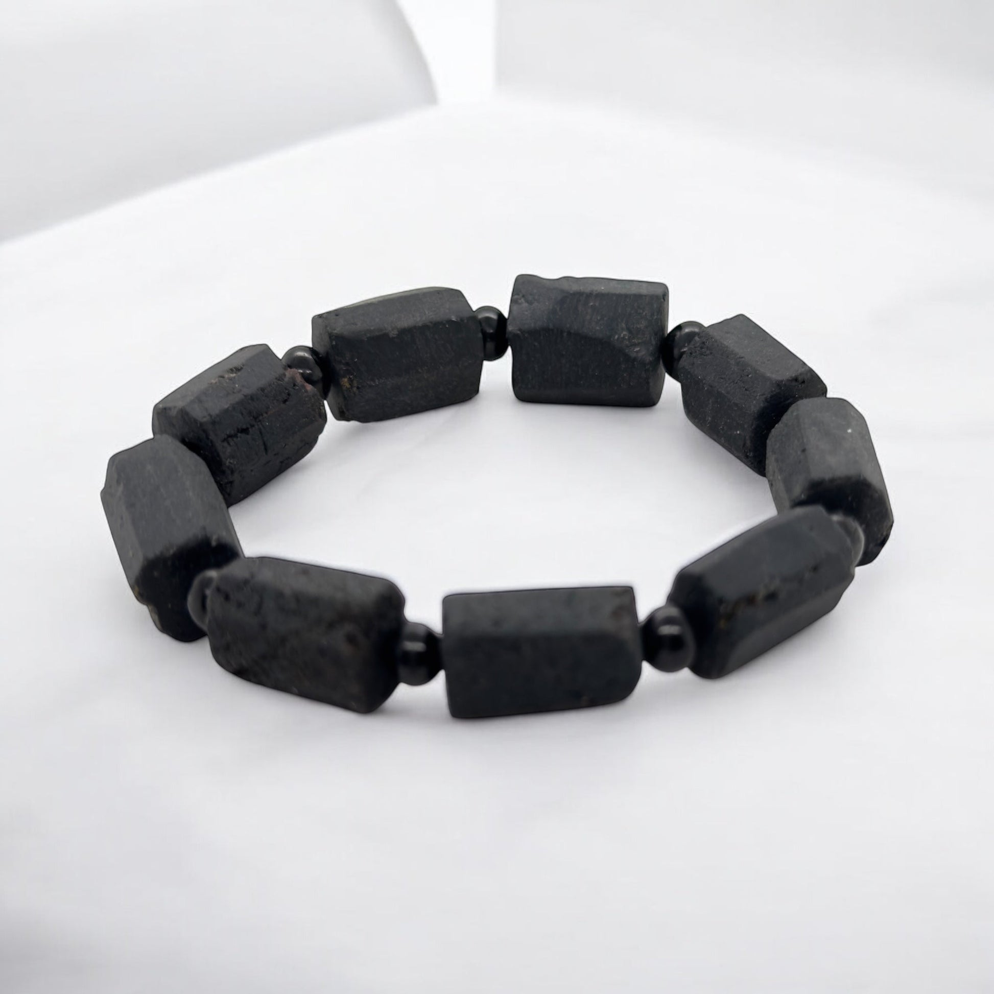 Black Tourmaline Bracelet,  Dainty Adjustable Stretch Minimalist