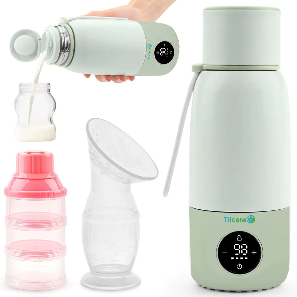 Portable Bottle Warmer for Travel - 17oz 12H Baby Bottle Milk Warmer Fast Heat Travel Bottle Warmer for Breastmilk USB Calentador De Biberones on The Go - Wireless Car Bottle Water Warmer Green