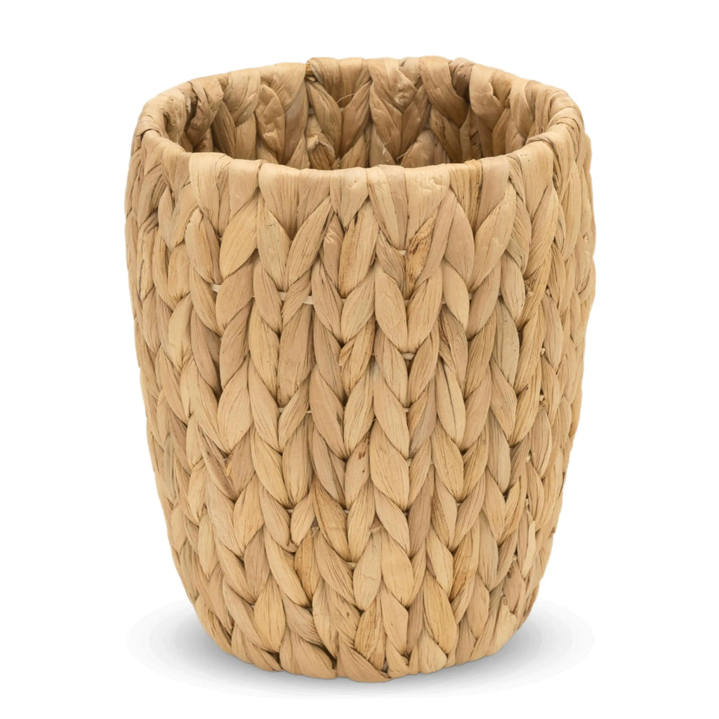 KOLWOVEN Small Wicker Trash Can in Bedroom Bathroom - MiniTrash Can in Office - Boho Woven Wicker Waste Basket - Office Garbage Cans for Under Desk (Water Hyacinth Small (D8 X H9))