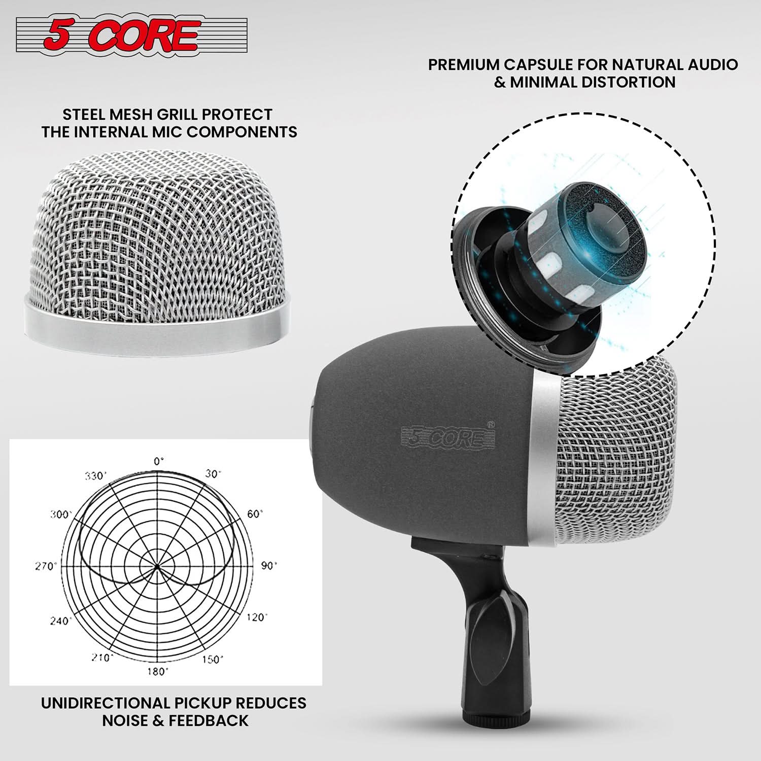 5Core Conga Mic Snare Tom Microphone Drum Kit Condenser XLR Instrument