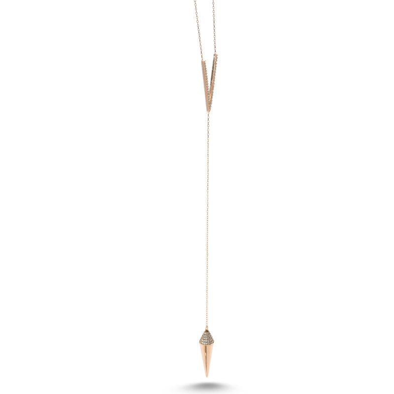 V Pendulum Necklace With Pendant in Silver