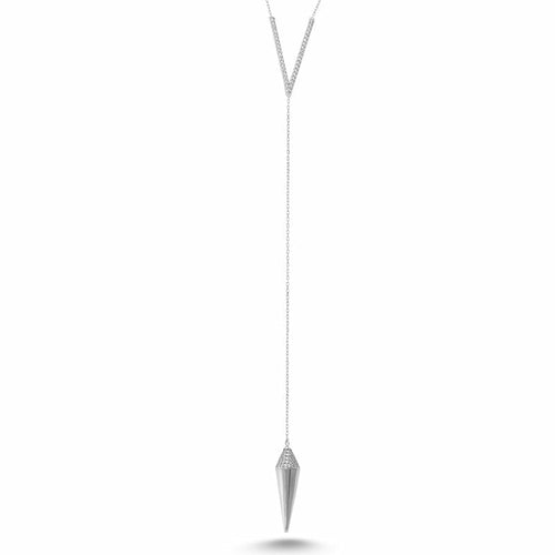V Pendulum Necklace With Pendant in Silver