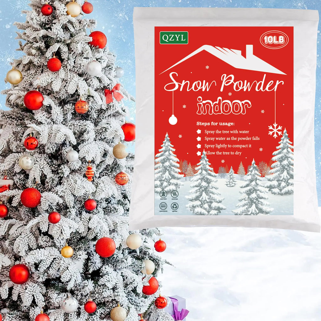 Christmas Flocking Powder 10 lbs Snow Flocking Powder Decorations Self-Adhesive Snow Flock for Christmas Tree Fake White Snow Bond Flock for Winter Holiday Artificial Tree Wreath Garland Crafts