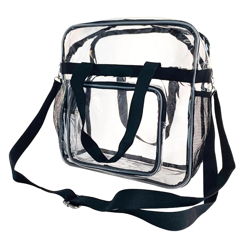 ONEART Clear Stadium Approved Tote 12 x 6 x 12 Inches Security Approved Clear Tote Bag-Black