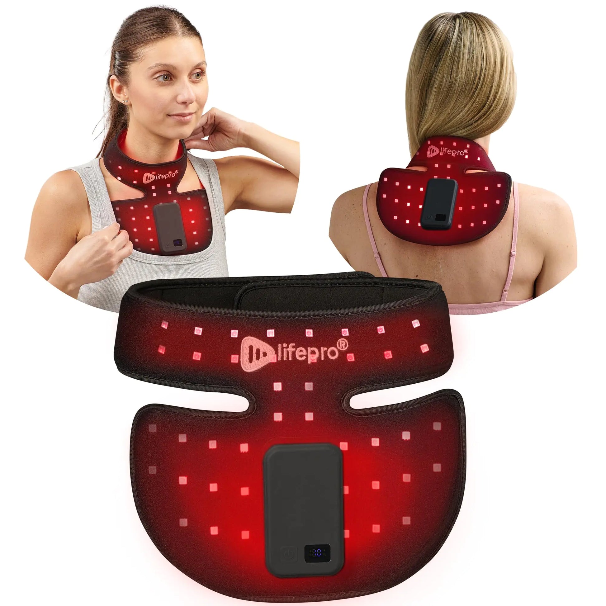 LifePro Red Light Therapy for Neck - Compact & Rechargeable Near Infrared Light Therapy Devices for Body Back Chest & Neck Stiffness Relief & Relaxation- Red Light Therapy at Home
