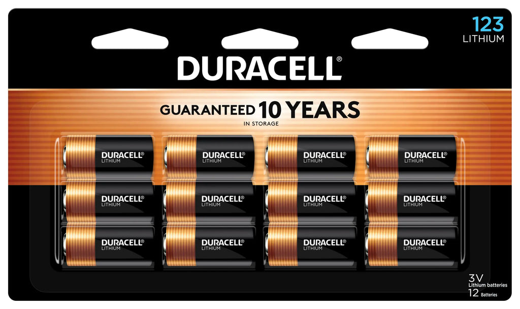 Duracell CR123A 3V Lithium Battery 12 Count Pack 123 3 Volt High Power Lithium Battery Long-Lasting for Home Safety and Security Devices High-Intensity Flashlights and Home Automation