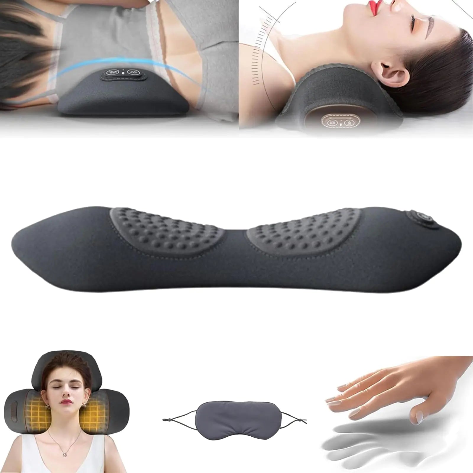 My Soothe Lab 3 in 1 Back Massager Upgraded My Soothe Lab Back Massager Mysoothelab Neck Massager Pillow Soothe 3 in 1 Back Massager for Neck and Shoulder and Back (Black)