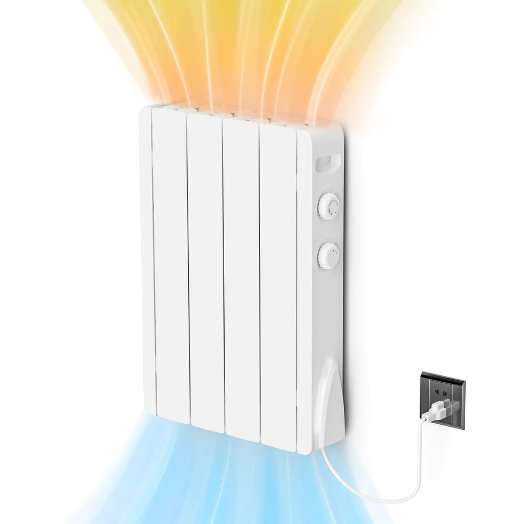 Fierscial 800W Electric Panel Wall Heater Plug-in Smart Convection Space Heater For Indoor Use Quiet Fan-Less Design Freestanding/Wall Mount Heater With Adjustable Thermostat Knob Switch(White)